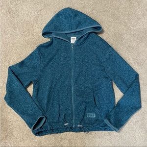 Victoria's Secret Pink Teal Full Zip Hoodie Sweater Size S
